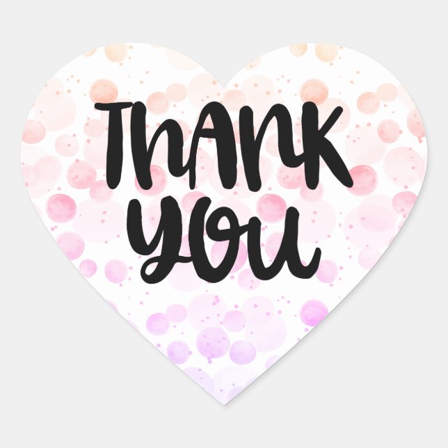Gracias corazón acuarela pegatina pastel (Anverso)