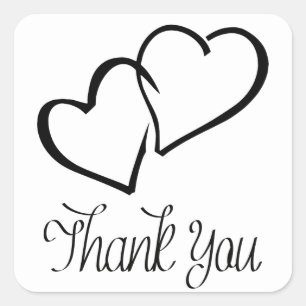 Gracias Corazones Pegatinas de la boda blanca y ne
