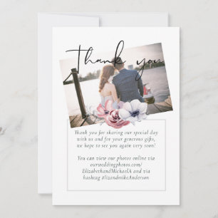 Gracias de Boda en Letra Floral de Coral Azul Polv