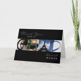 Gracias de la tarjeta del graduado en el alfabeto