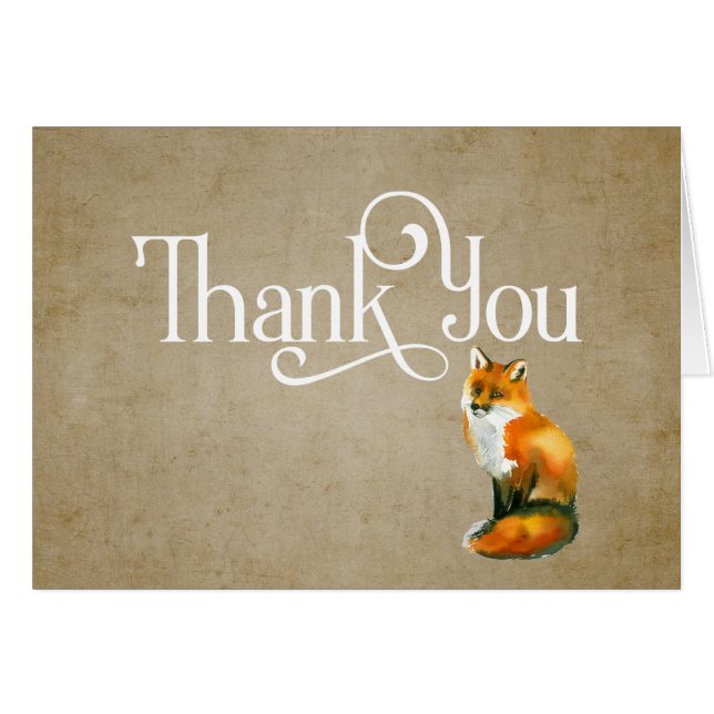 Gracias Diseño con Watercolor Fox (Anverso (Horizontal))