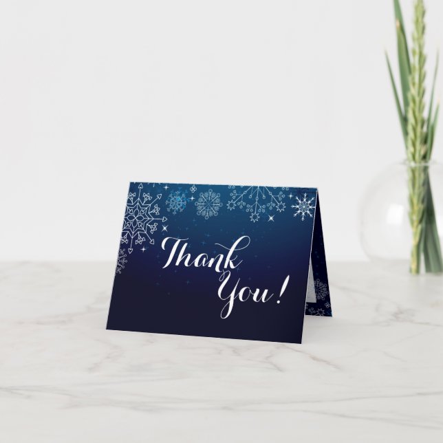 Gracias Doblado Tarjeta Invierno Snowflakes Hielo  (Anverso)
