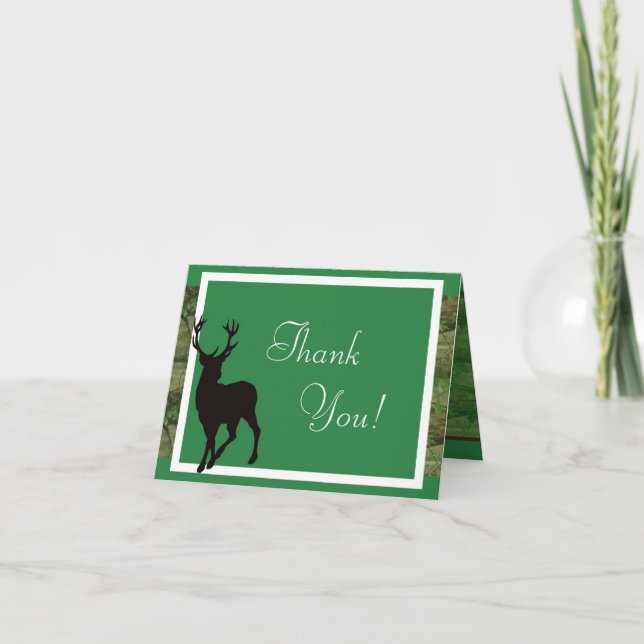 Gracias doblado tarjeta venado verde y camo (Anverso)