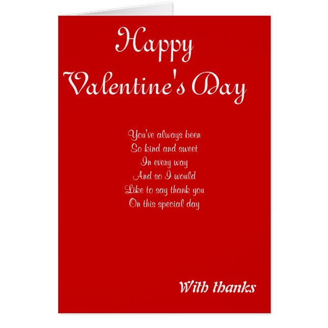 Gracias el día de San Valentín (Frente)