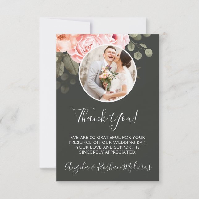 Gracias Elegante Tarjeta Boda Botánica Floral (Anverso)