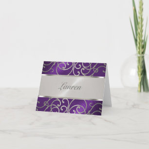 Gracias elegantemente morado y plateado filigrí