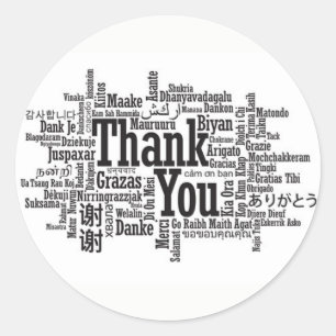 "GRACIAS EN MUCHOS IDIOMAS" PEGATINA