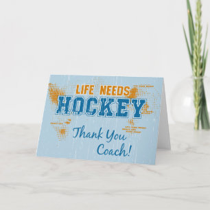 ¡Gracias Entrenador! Tarjeta de saludo de hockey s