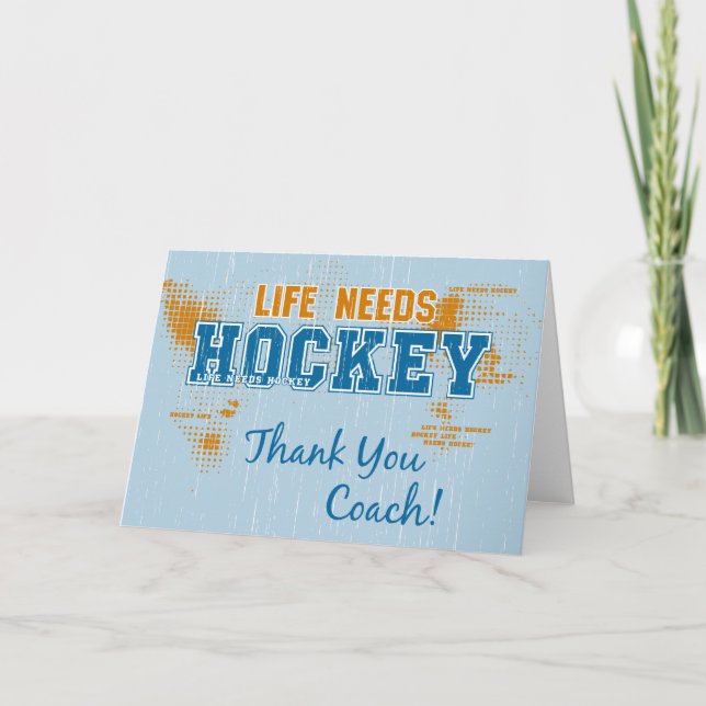 ¡Gracias Entrenador! Tarjeta de saludo de hockey s (Anverso)