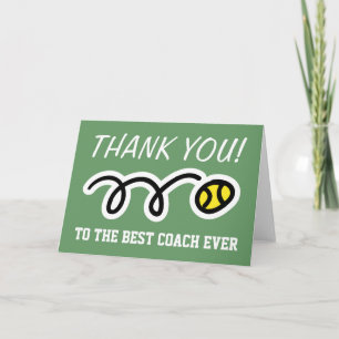 Gracias entrenador   tarjetas de saludo de tenis