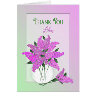 Gracias, espacio en blanco dentro, las lilas en un