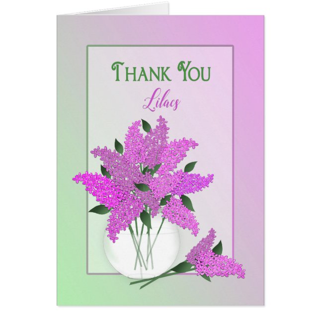 Gracias, espacio en blanco dentro, las lilas en un (Frente)