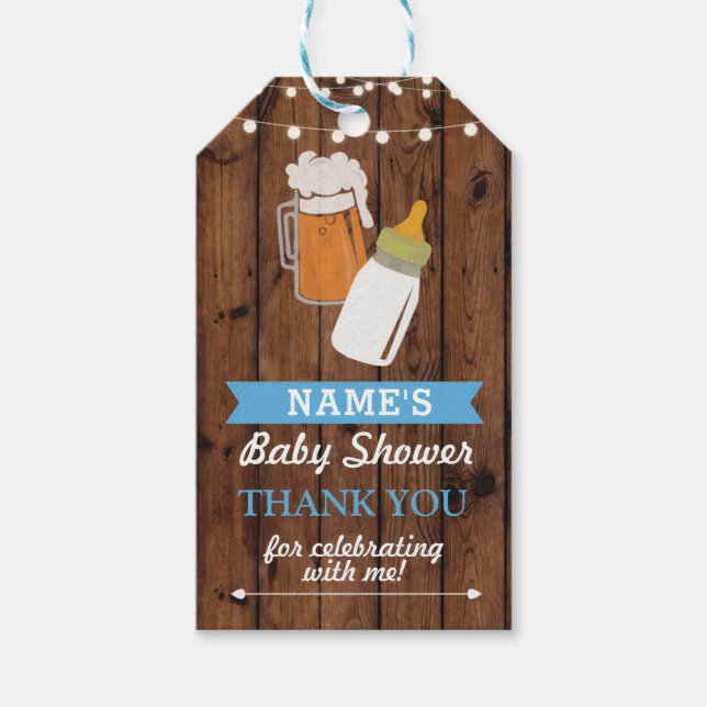 Gracias Etiqueta Baby Shower Brewing Chica Boy Blu (Anverso)