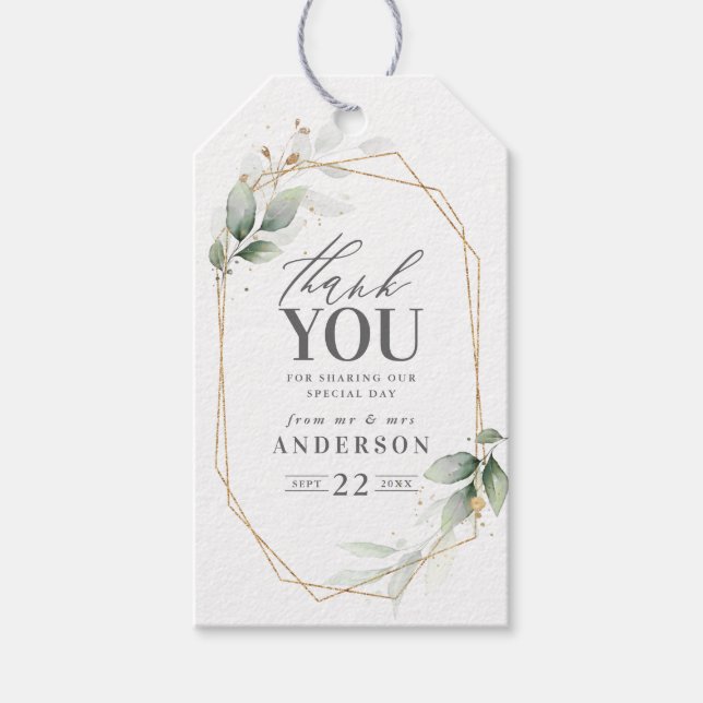 Gracias etiqueta de boda follaje acuarela (Anverso)
