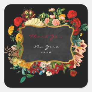 Gracias Etiqueta De Regalo Chalkboard Hecha Floral