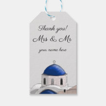 Gracias etiqueta de regalo de Santorini Blue Dome