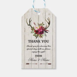 Gracias, Etiqueta Floral Favor Tags Antlers Boda