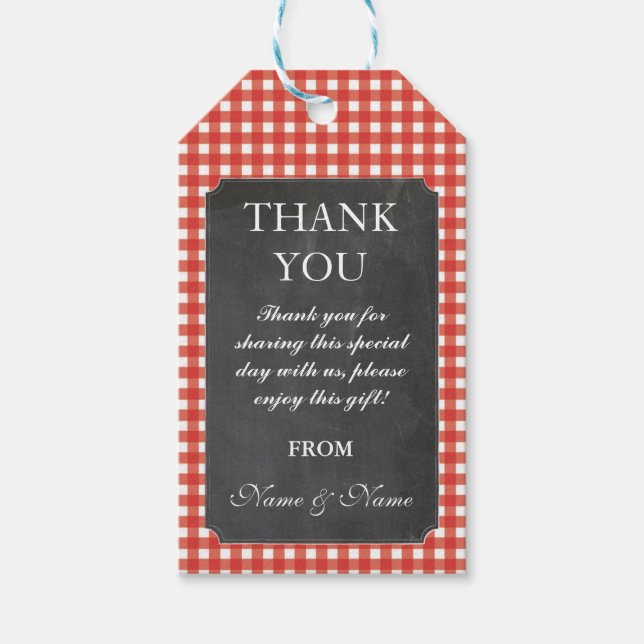 Gracias, Etiqueta Rustic Red Chalk Favor Boda (Anverso)