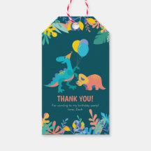 Gracias etiquetas | Fiesta de dinosaurios - azul o