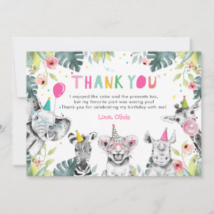 Gracias Fiesta de tarjetas Animales Chica Safari C