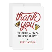 Gracias Fiesta Pizza Cumpleaños Tarjeta de agradec