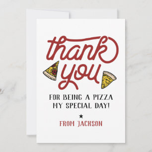 Gracias Fiesta Pizza Cumpleaños Tarjeta de agradec