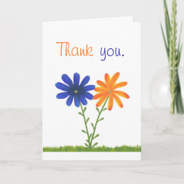 Gracias, flores azules y naranjas, tarjetas de bod