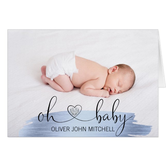 Gracias FOTO azul del oro el | del OH Baby Shower (Anverso (Horizontal))