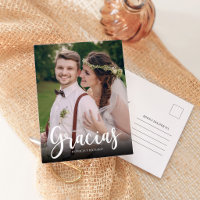 Gracias Foto de Boda Moderna Tarjeta de Agradecimi
