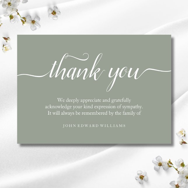 Gracias Funeral Gracias Nota Bereavement (Sage Green Sympathy Thank You Card)