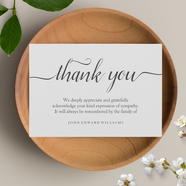 Gracias Funeral Gracias Nota Bereavement (Gray Sympathy Thank You Card)