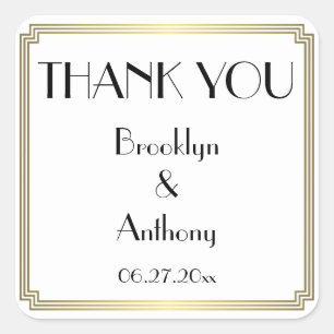 Gracias Gatsby Art Deco Pegatinas De La Boda Blanc