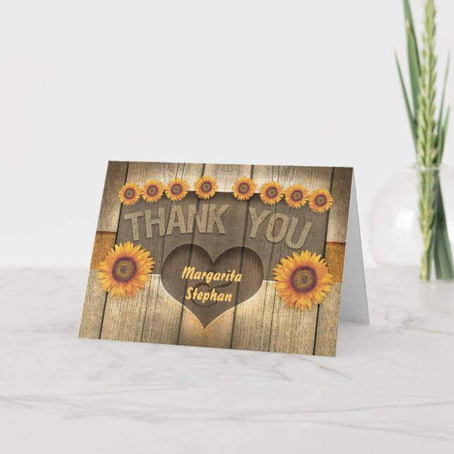 gracias girasoles y tarjetas bodas de madera (Anverso)