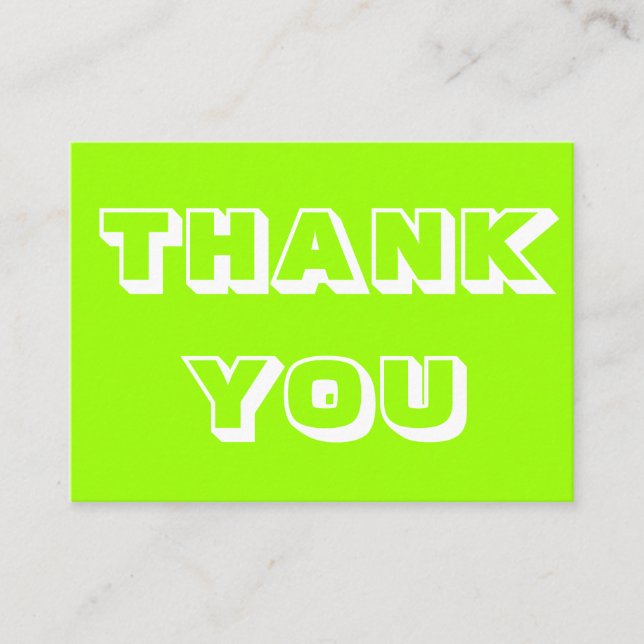 Gracias, gracias, tarjeta blanca verde chartreuse (Anverso)