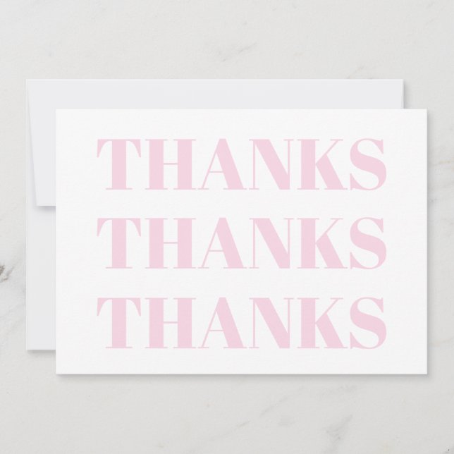 Gracias, gracias, tarjeta moderna rosa claro (Anverso)