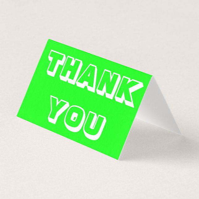 Gracias, gracias, tarjeta plegada verde neón (Anverso)