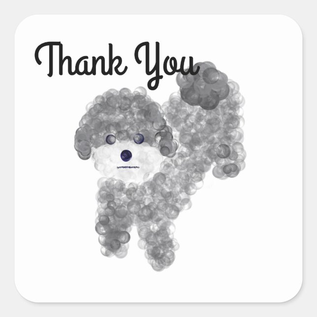 Gracias Gray Poodle #1 Pegatinas (Anverso)