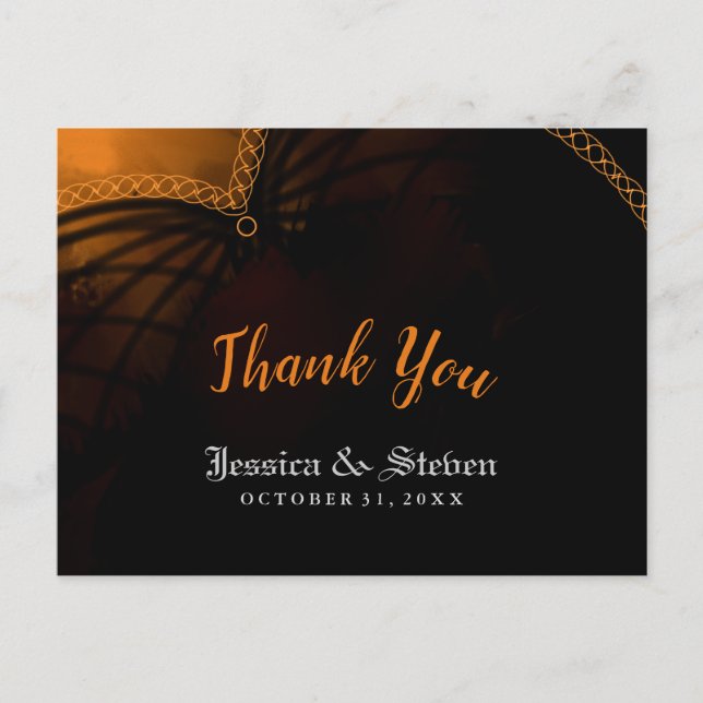 Gracias, Halloween, tarjeta de Boda gótica (Anverso)