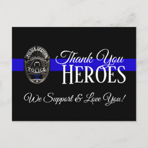 GRACIAS HEROES EN TARJETA DE APOYO AZUL DE LA POLI