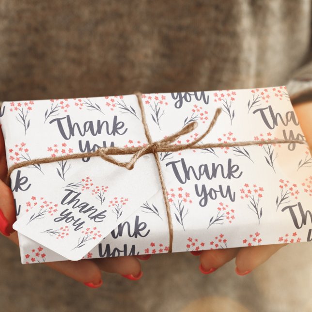 Gracias Hojas De Papel De Acondicionamiento Floral (Show your gratitude with these lovely floral, "Thank you" wrapping paper sheets! )