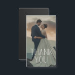 gracias imán blanco de fotografía boda imán<br><div class="desc">elegante gracias tipografía blanca moderna tarjeta magnética de fotos boda</div>