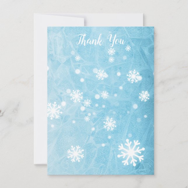Gracias invierno Snowflake Serif Tarjeta plana de  (Anverso)