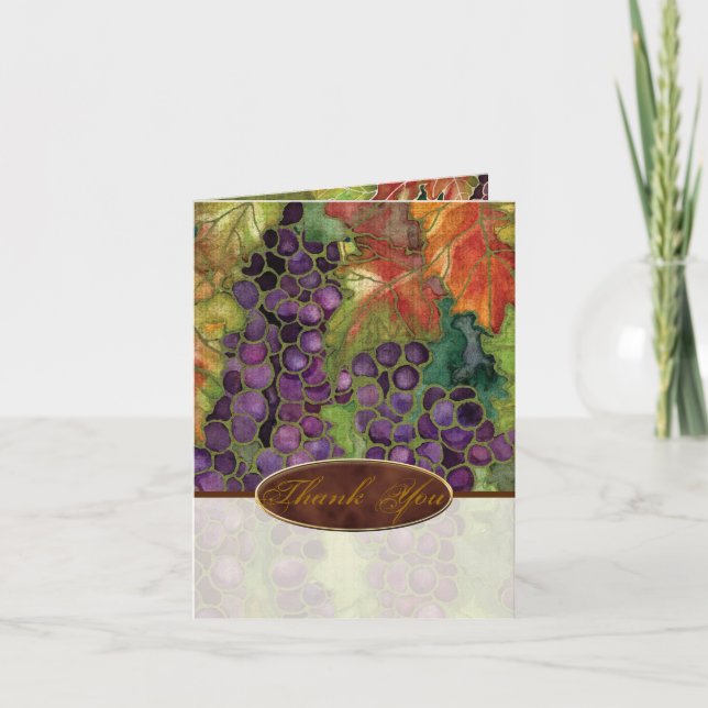 Gracias Invitación a la boda Hoja de uva de otoño (Anverso)