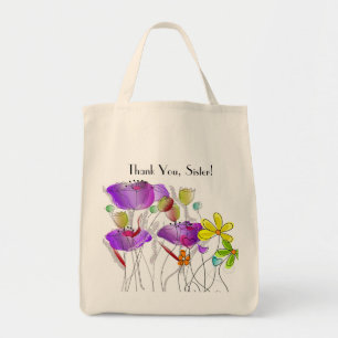 Gracias la bolsa de asas floral de la monja de la