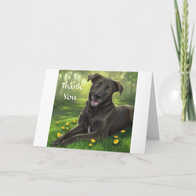 Gracias, Labrador Negro, tarjeta de saludo (Anverso)