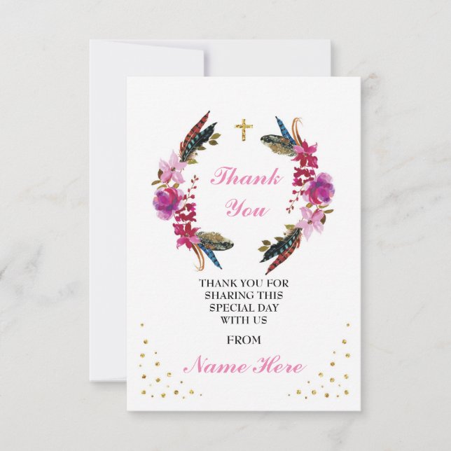 Gracias las tarjetas florales del oro de la cruz (Anverso)