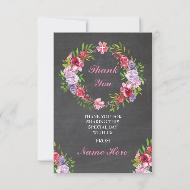 Gracias las tarjetas santas florales de la cruz (Anverso)