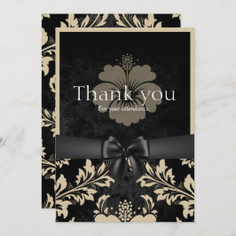 Gracias lazo negro, invitación beige