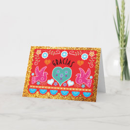 Gracias le agradece tarjeta de nota Papel Picado