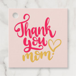Gracias mamá con etiquetas de regalo rosa del cora